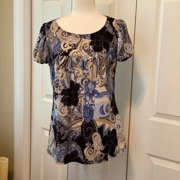 Womens Tops Summer Short Sleeve Casual Loose Blouse Fashion Round Neck Size L - Picture 2 of 13